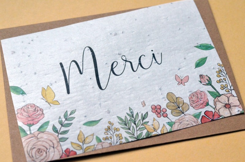 Carte à planter Merci Fleurs et Papillons