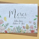 Carte à planter Merci Fleurs et Papillons Personnalisée