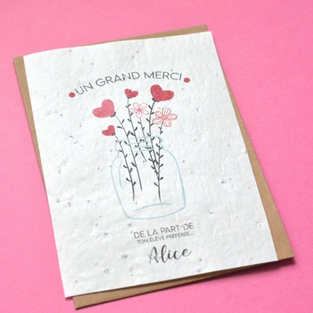 Carte à planter Merci Bocal de fleurs - Personnalisable