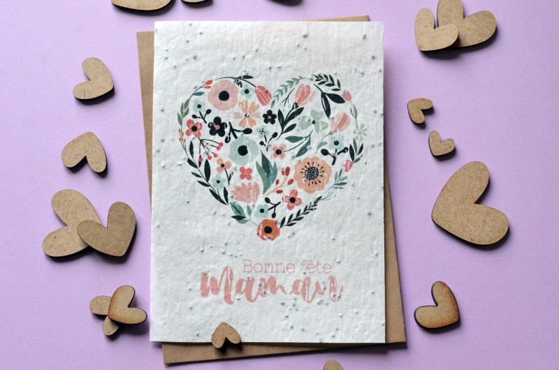 Carte à planter Bonne Fête Maman Coeur