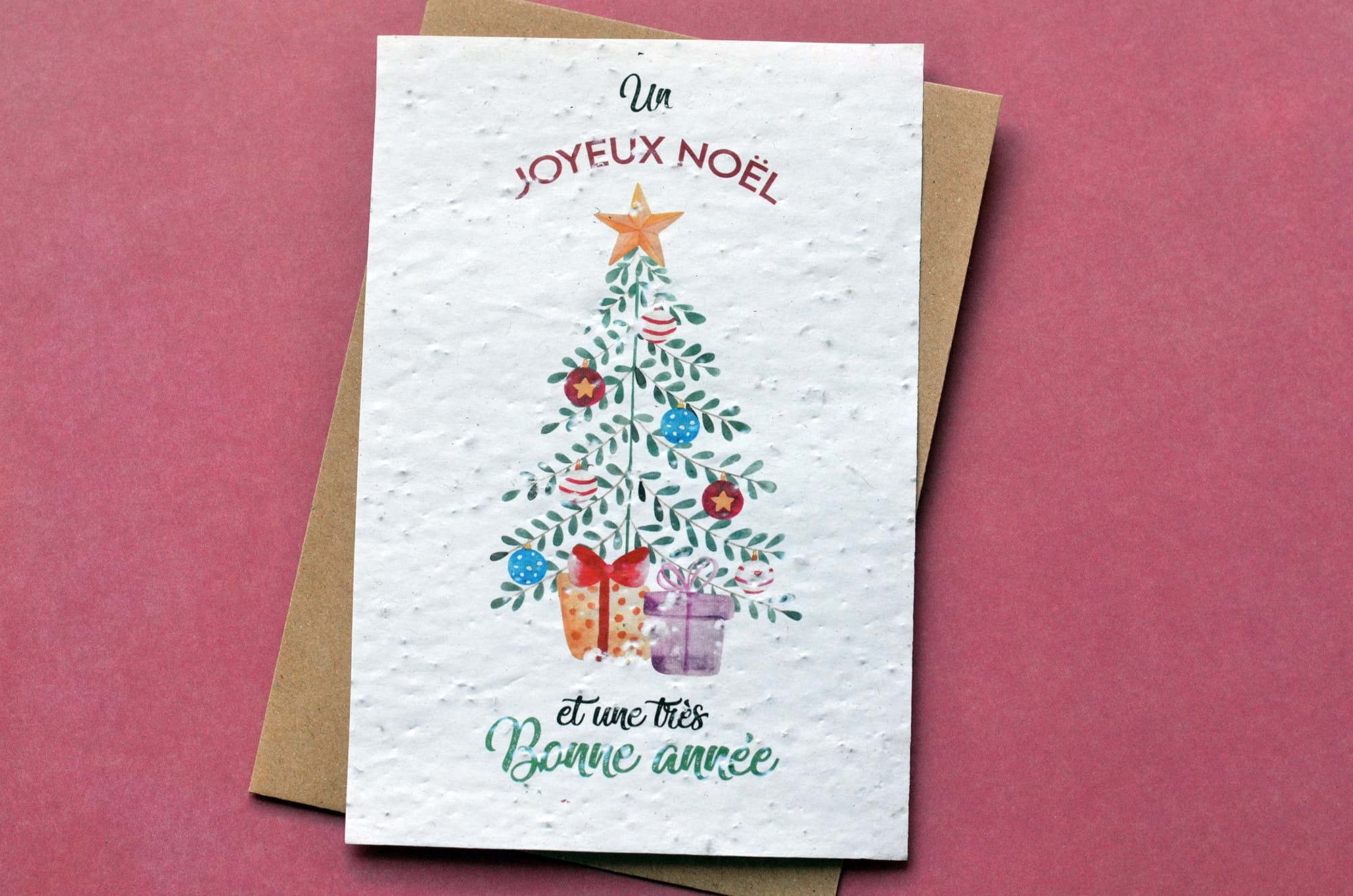 🌱Carte à planter Joyeux Noël - Sapin Aquarelle - Carte à Pousser