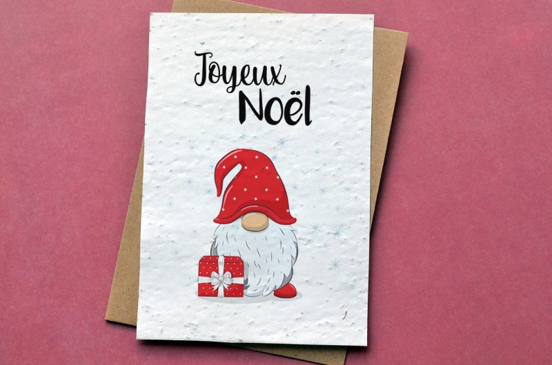 Carte à planter Joyeux Noël - Gnome de Noël