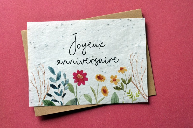 Carte à planter Joyeux Anniversaire Fleuri