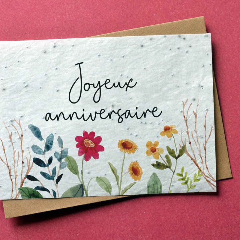 🌱Carte à planter Joyeux Anniversaire Fleuri - Carte à Pousser