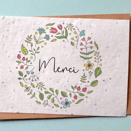 Carte à planter Merci Couronne de Fleurs