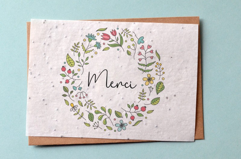 Carte à planter Merci Couronne de Fleurs