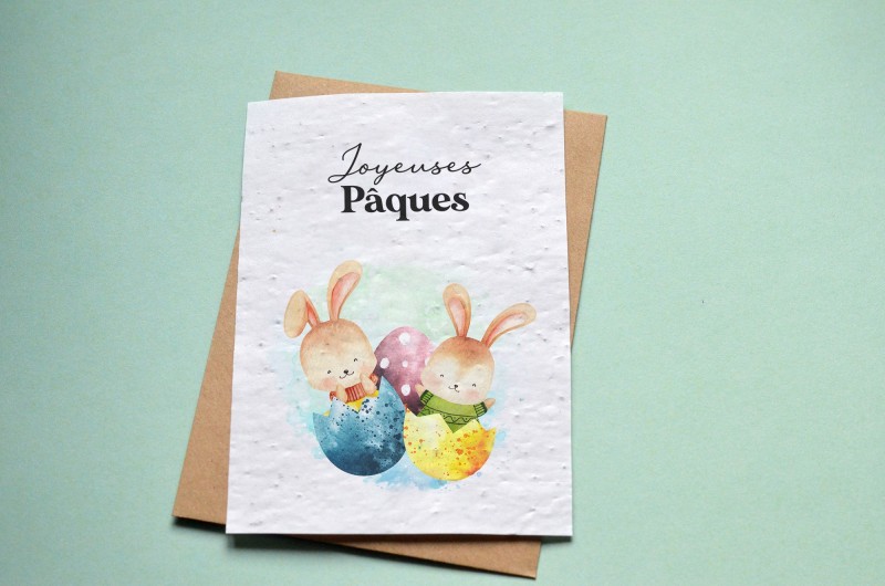 Carte à planter Joyeuses Pâques - Lapins de Pâques