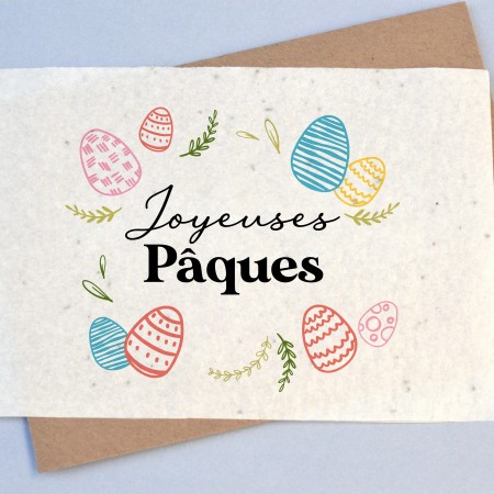 Carte à planter Joyeuses Pâques - couronne d'oeufs