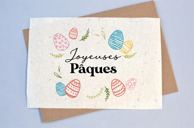 Carte à planter Joyeuses Pâques - couronne d'oeufs