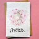 Carte à planter Bonne Fête Maman Lapin aquarelle