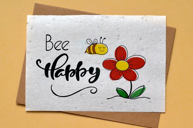 Carte à planter Abeille et fleur