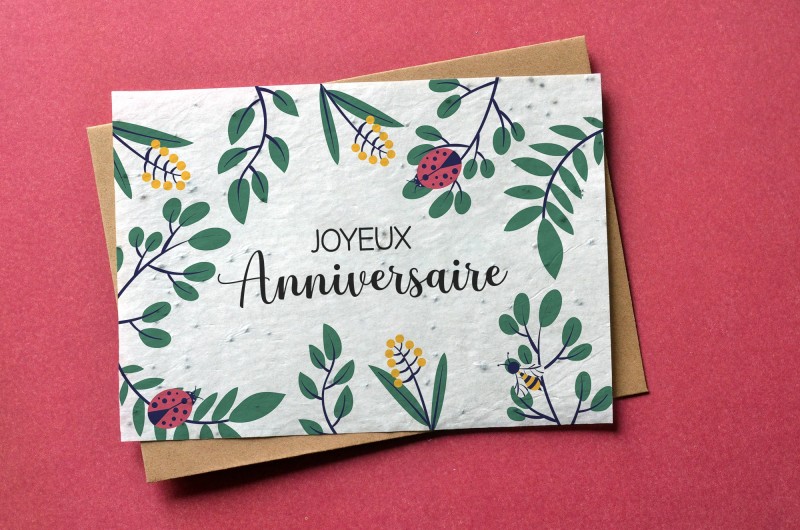 Carte à planter Joyeux Anniversaire Coccinelle