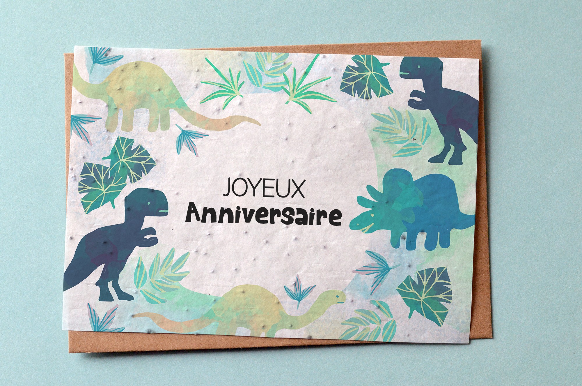 🌱Carte à planter Anniversaire Dinosaure - Carte à Pousser