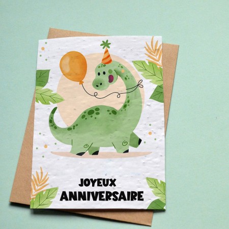 Carte à planter Anniversaire Dinosaure Ballon