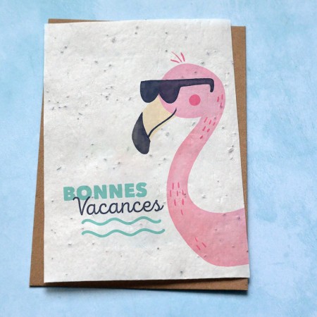 Carte à planter Bonnes Vacances Flamant Rose