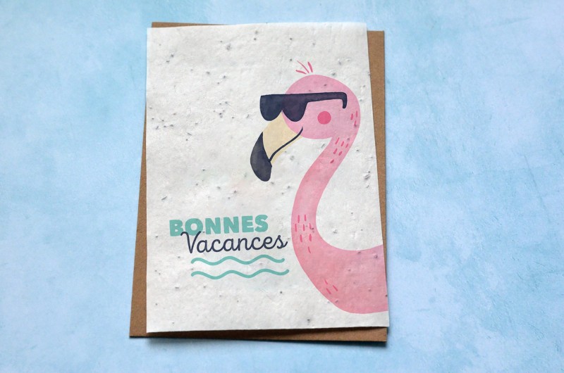 Carte à planter Bonnes Vacances Flamant Rose