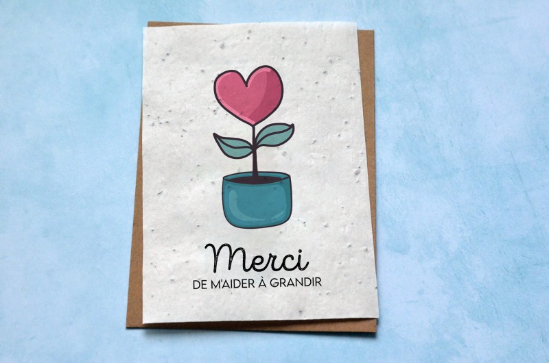 Carte à planter Merci de m'aider à grandir Coeur