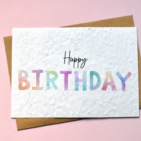 Carte à planter Happy Birthday Aquarelle