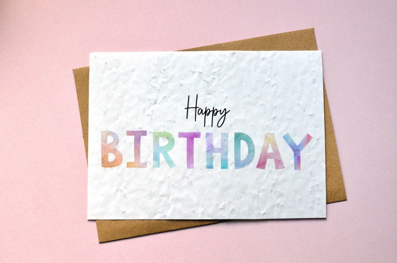 Carte à planter Happy Birthday Aquarelle