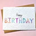 Carte à planter Happy Birthday Aquarelle