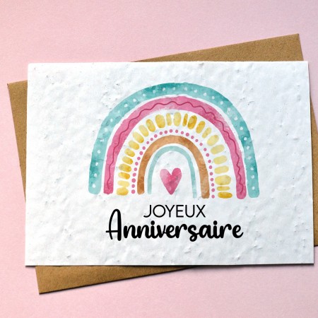 Carte à planter Anniversaire Arc en ciel