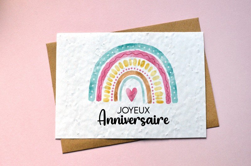 Carte à planter Anniversaire Arc en ciel