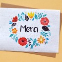 Carte à planter Merci couronne de fleurs