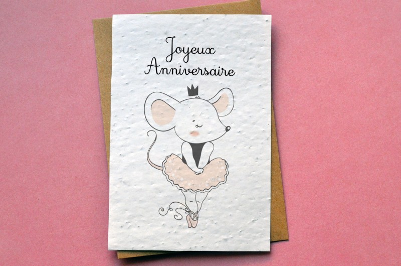 Carte à planter Anniversaire souris danseuse