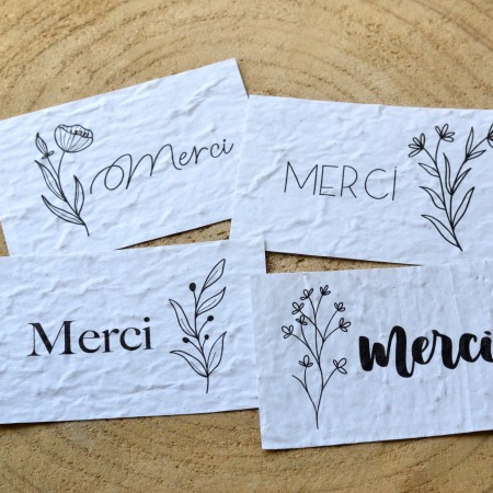 Lot de 4 Mini Cartes à planter Merci