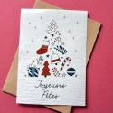 Carte à planter Joyeuses fêtes - Sapin bleu et rouge