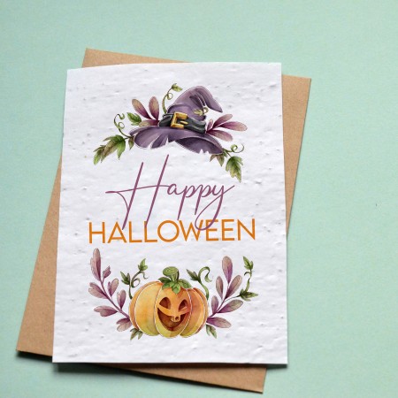 Carte à planter Happy Halloween - Citrouille