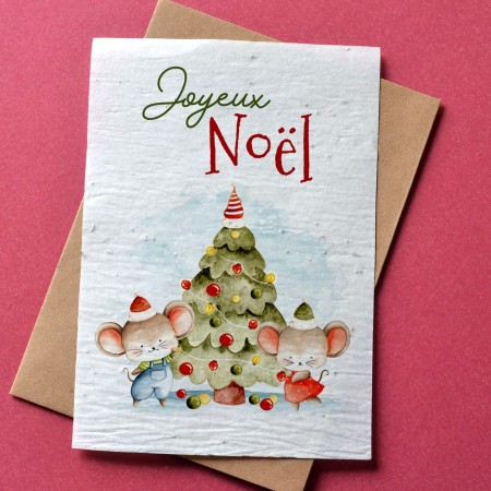 Carte à planter Joyeux Noël - Sapin et Souris