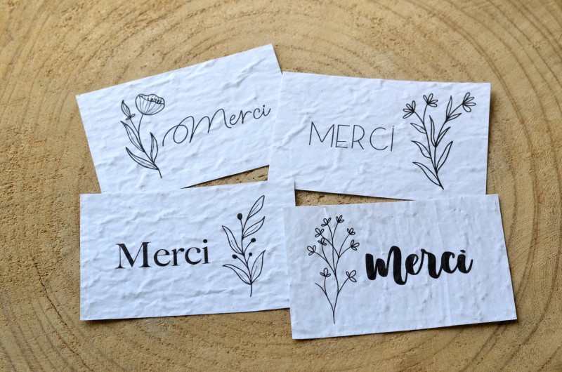 Lot de 4 Mini Cartes à planter Merci