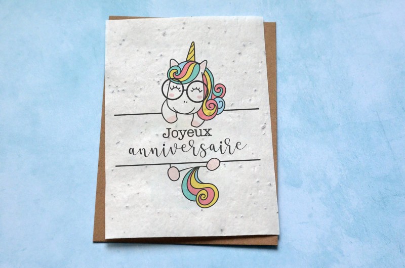 Carte à planter Anniversaire Licorne