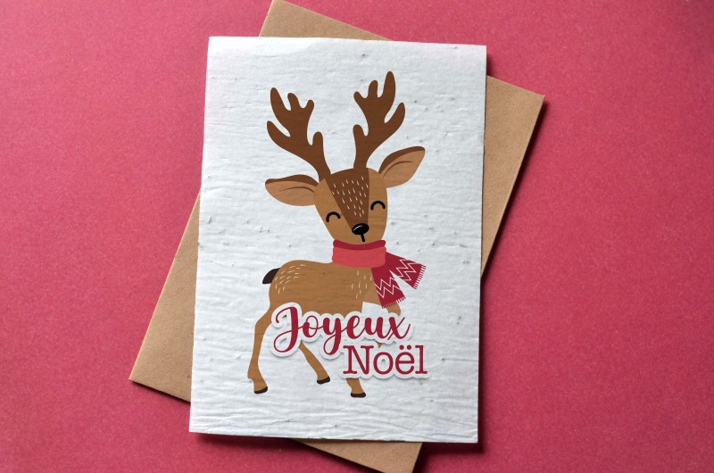 Carte à planter Joyeux Noël - Renne de Noël