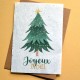 Carte à planter Joyeux Noël - Sapin Vert et Or