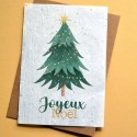 Carte à planter Joyeux Noël - Sapin Vert et Or