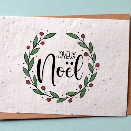 Carte à planter Joyeux Noël - Vert et Rouge