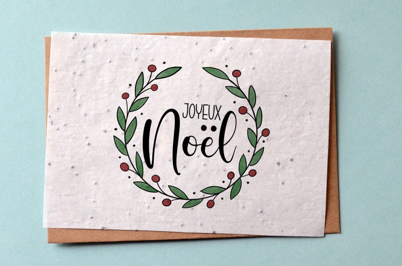 Carte à planter Joyeux Noël - Vert et Rouge