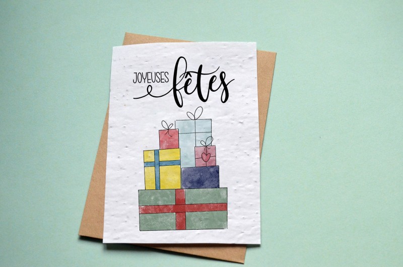 Carte à planter Joyeuses Fêtes - Cadeaux