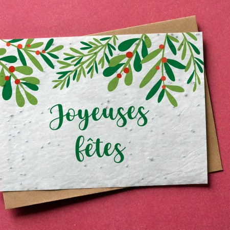 Carte à planter Joyeuses Fêtes - Branches de gui