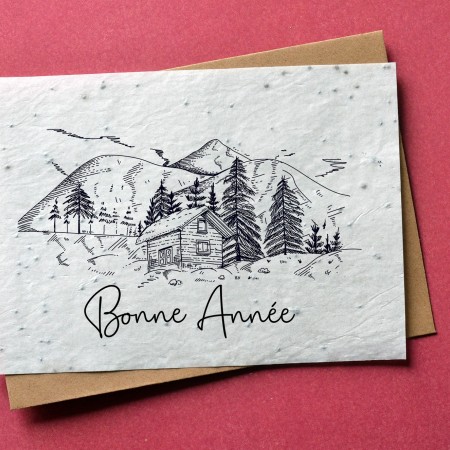 Carte à planter Bonne année - Chalet Montagnard