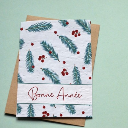 Carte à planter Bonne année Branches de sapin