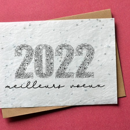 Carte à planter Meilleurs Voeux 2022 Noir et Blanc