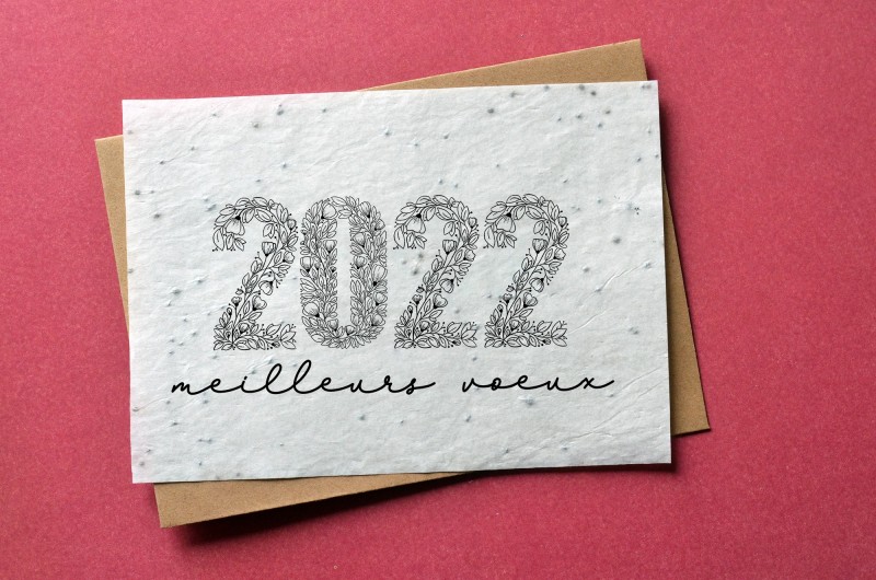 Carte à planter Meilleurs Voeux 2022 Noir et Blanc