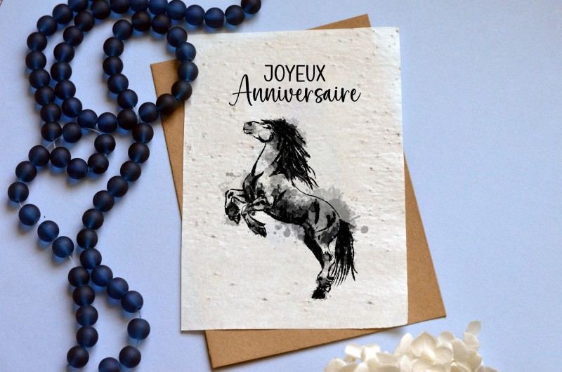 Carte à planter Anniversaire Cheval