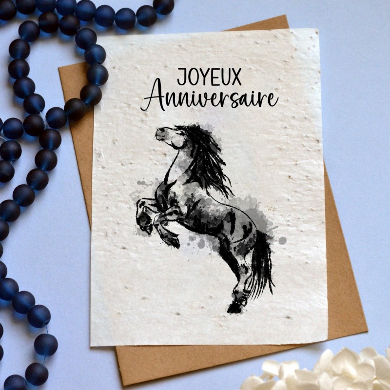 🌱Carte à planter Anniversaire Cheval - Carte à Pousser