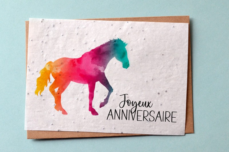 Carte à planter Anniversaire Cheval