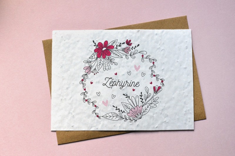 Carte à planter Couronne de fleurs personnalisée