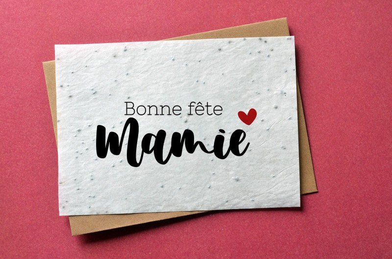 Carte à planter Bonne fête Mamie Coeur